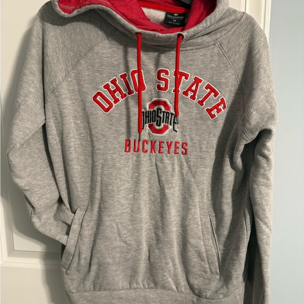 Ohio state gray Cowl Neck Hoodie